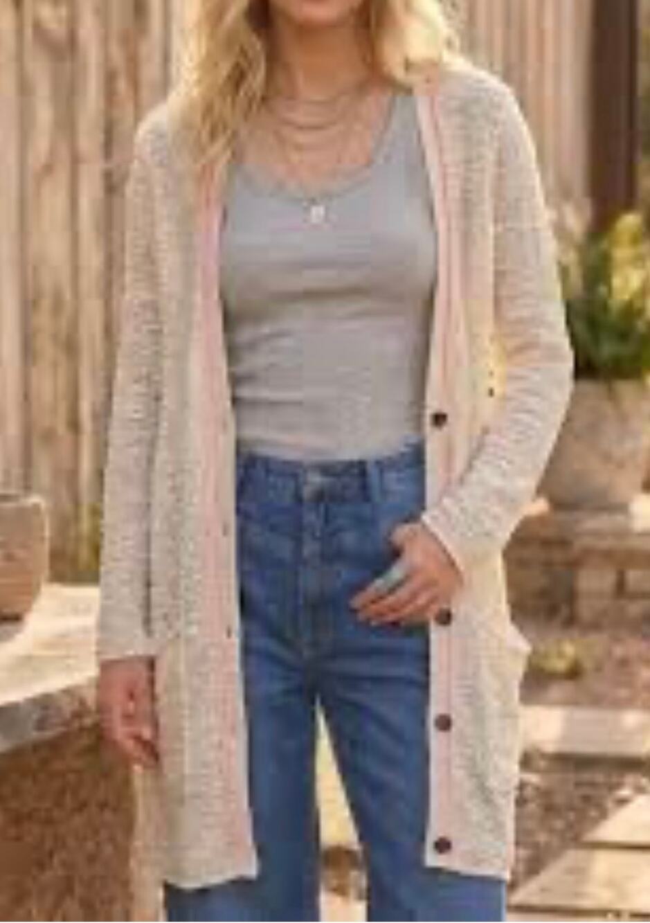 Free People Sandstorm Cardigan Women’s L Cream Pockets Wool Blend Lightweight